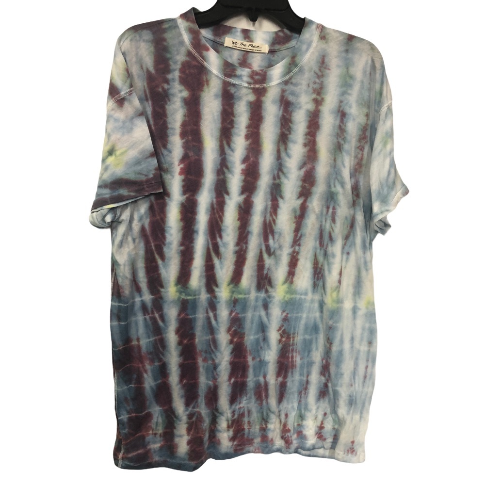 We The Free Tie-Dye Short Sleeve Tee in Blue, Burgundy, Yellow